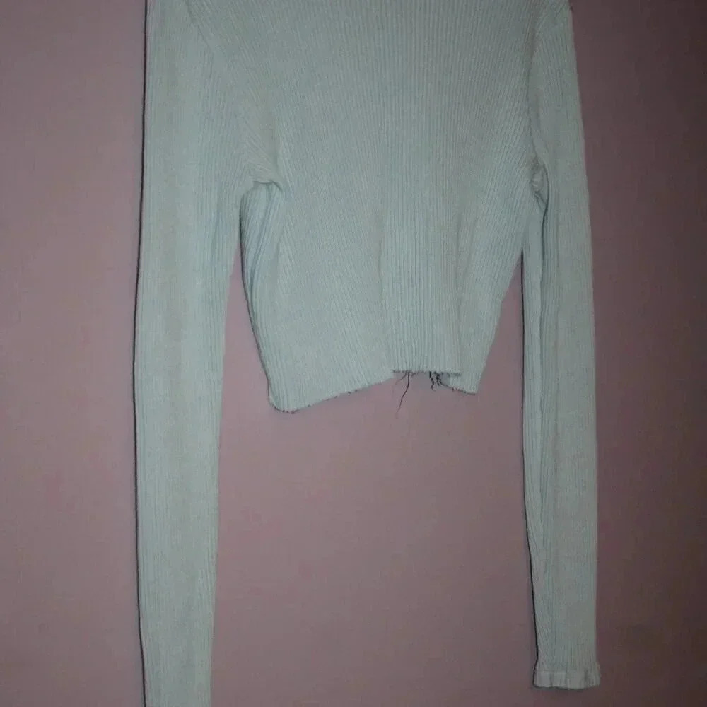 Brandy Melville Long Sleeve Ribbed V-Neck Shirt - Picture 12 of 12